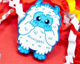 Anxi-Yeti Enamel Pin - Anxious Pin Badge - Spoonie Gift - Mental Health - Invisible Illness - Badge - Anxiety - Stress Awareness