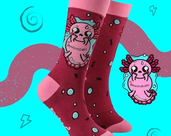 Anxious Axolotl Socks - Anxiouslotl - Mental Health Gift - Spoonie Gift - Chronic Illness Gift - Hidden Disability - Invisible Disability
