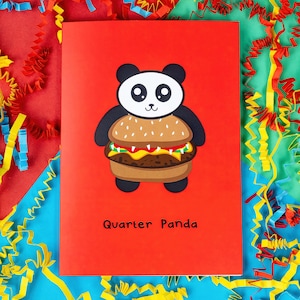 Carte Quarter Panda Burger - carte d'anniversaire de panda - anniversaire d'un ami - jolie carte d'anniversaire - carte Punny - carte pour lui - Burger