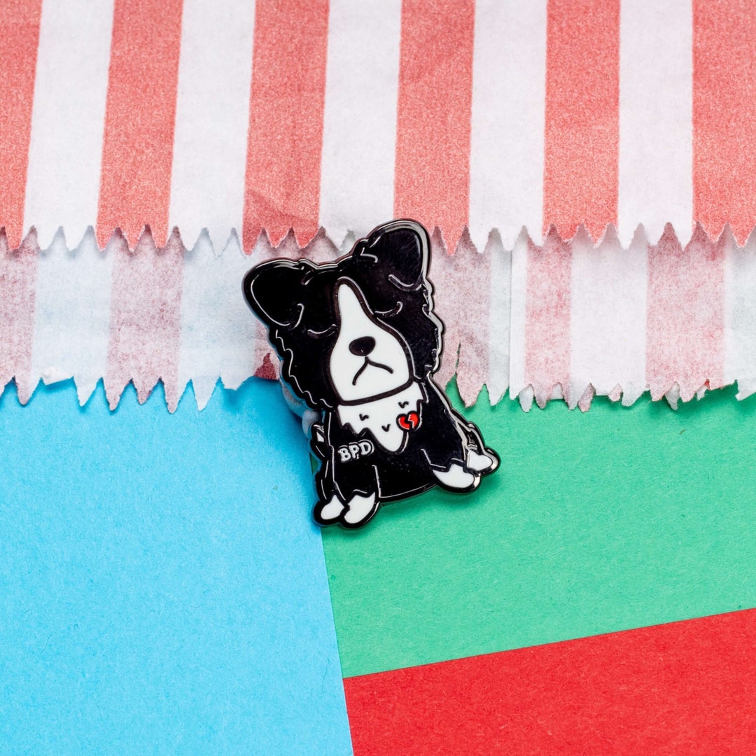 Borderline Personality Disorder Border Collie Dog Enamel Pin - BPD ...