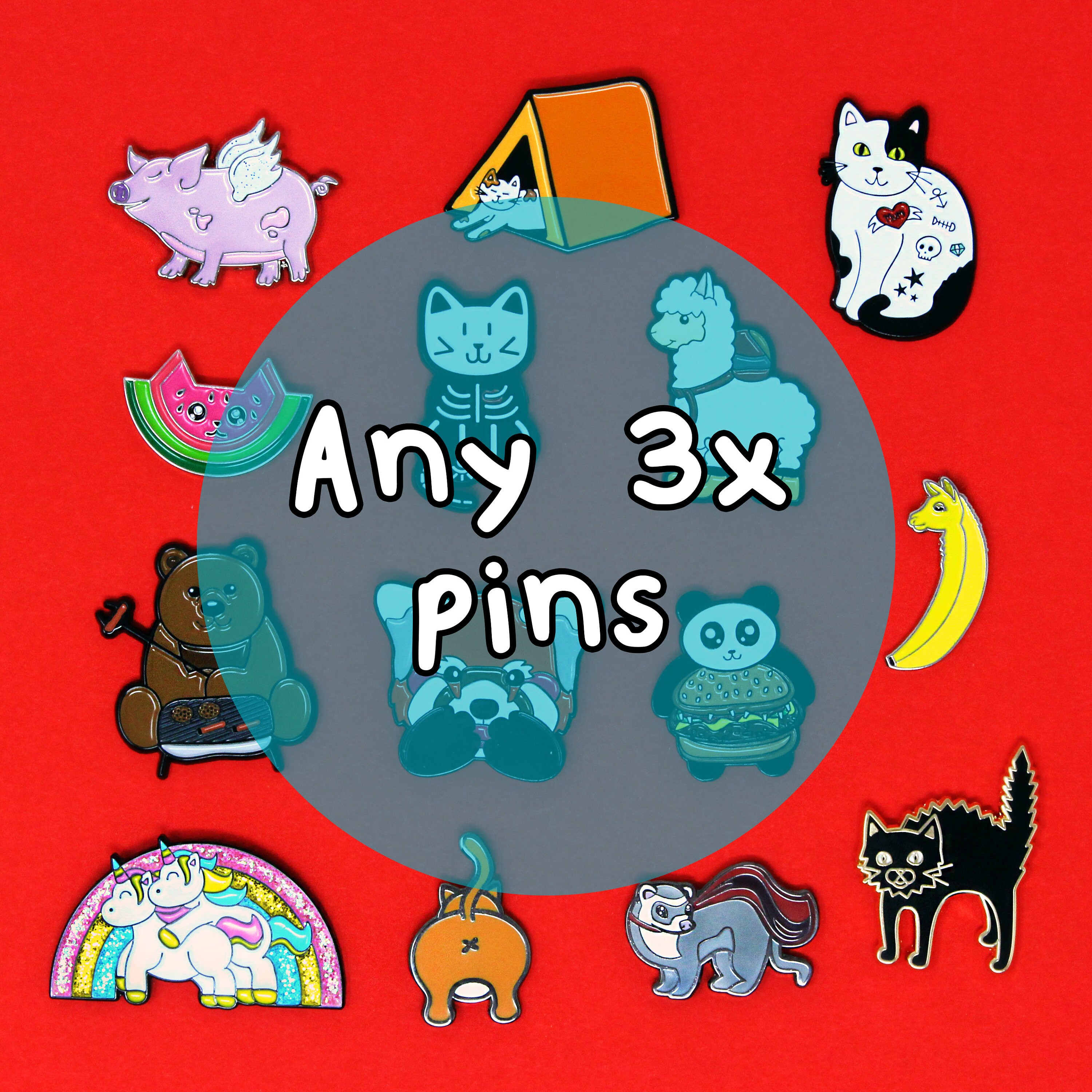 7er-Set Süße Katzen-Pins Aus Emaille - Schwarze Cartoon-Motive Für Jacke & Tasche