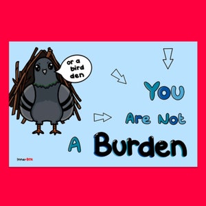 Carte postale Vous n'êtes pas un pigeon - cadeau Spoonie - cadeau maladie chronique - carte postale santé mentale - cadeau handicapé - impression pigeon