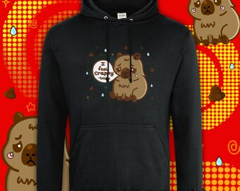 I Feel Crappy-bara Capybara Hoodie - Invisible Illness - Chronic Pain - Disability Awareness - Mental Health