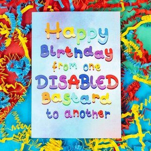 Joyeux anniversaire d'un handicapé à une autre carte - carte d'anniversaire grossière - Spoonie - coquine - carte de handicap - carte d'anniversaire impertinente