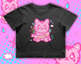 Feeline Fragile Cat Crop Tee - Mental Health - Recovery - Therapy - Invisible Illness - Chronic Pain