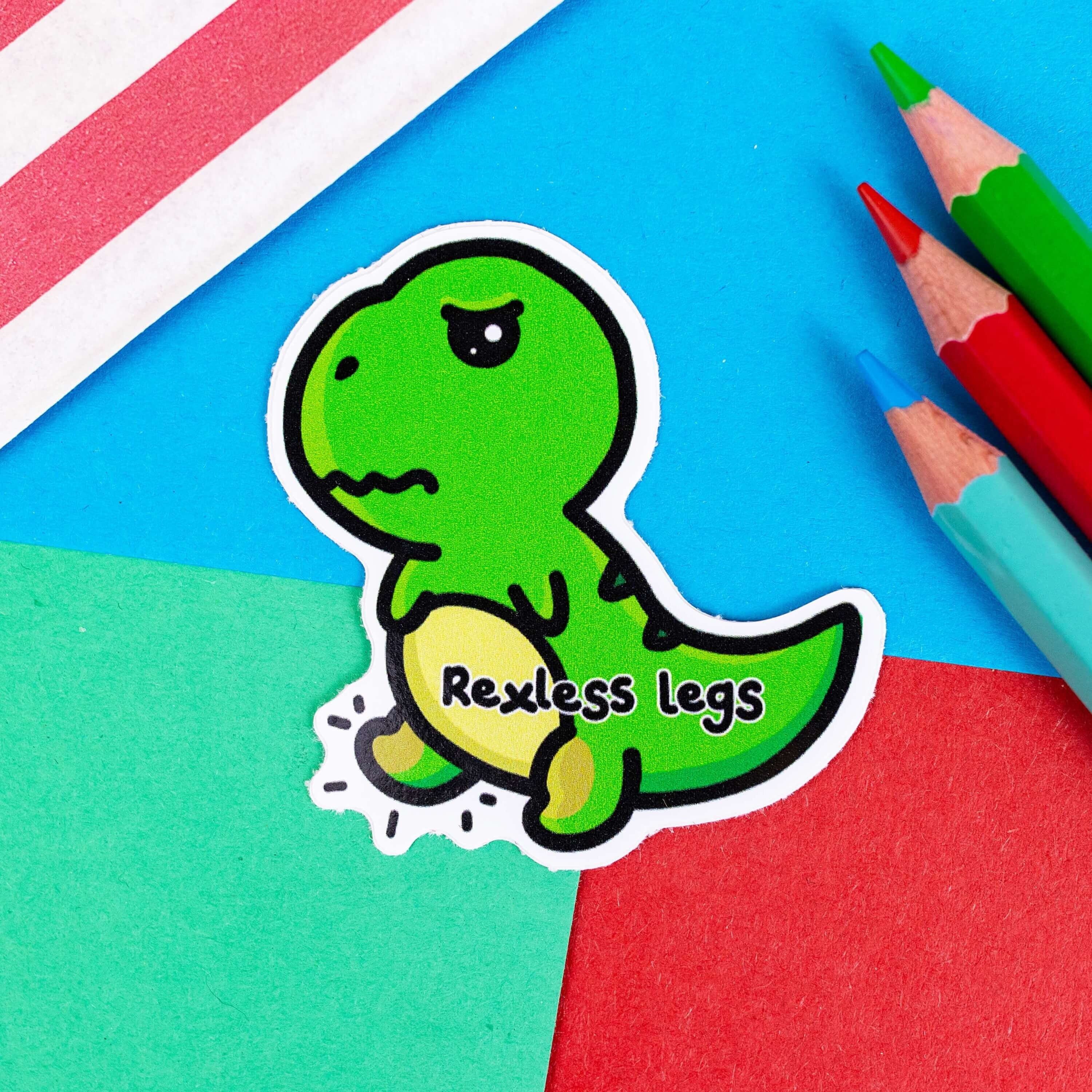 Rexless Leg Syndrome Dinosaur Sticker - Restless Legs Syndrome - Vinyl Sticker - Chronic Illness Gift - Spoonie Gift - Invisible Illness