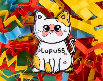 Pin de esmalte de gato con lupus - Lupus - Regalo de cuchara - Concientización - Enfermedad invisible - Enfermedad autoinmune - Discapacidad - Enfermedad crónica