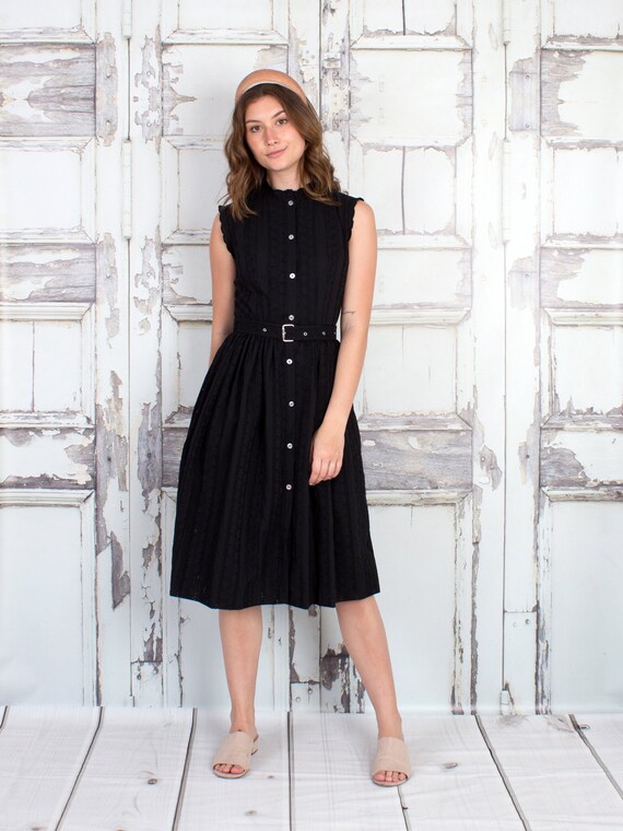 black cotton dress with pockets