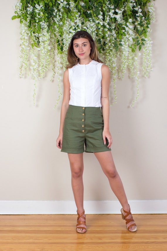 high waisted olive shorts