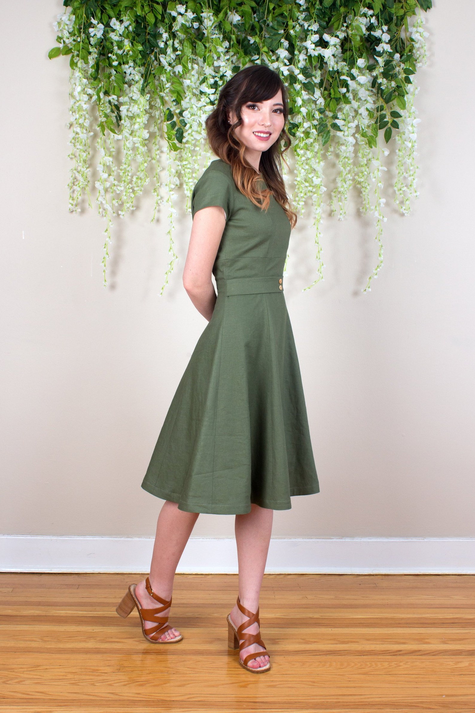 Navy Linen Dress Linen Summer Dress Fit and Flare Dress Etsy