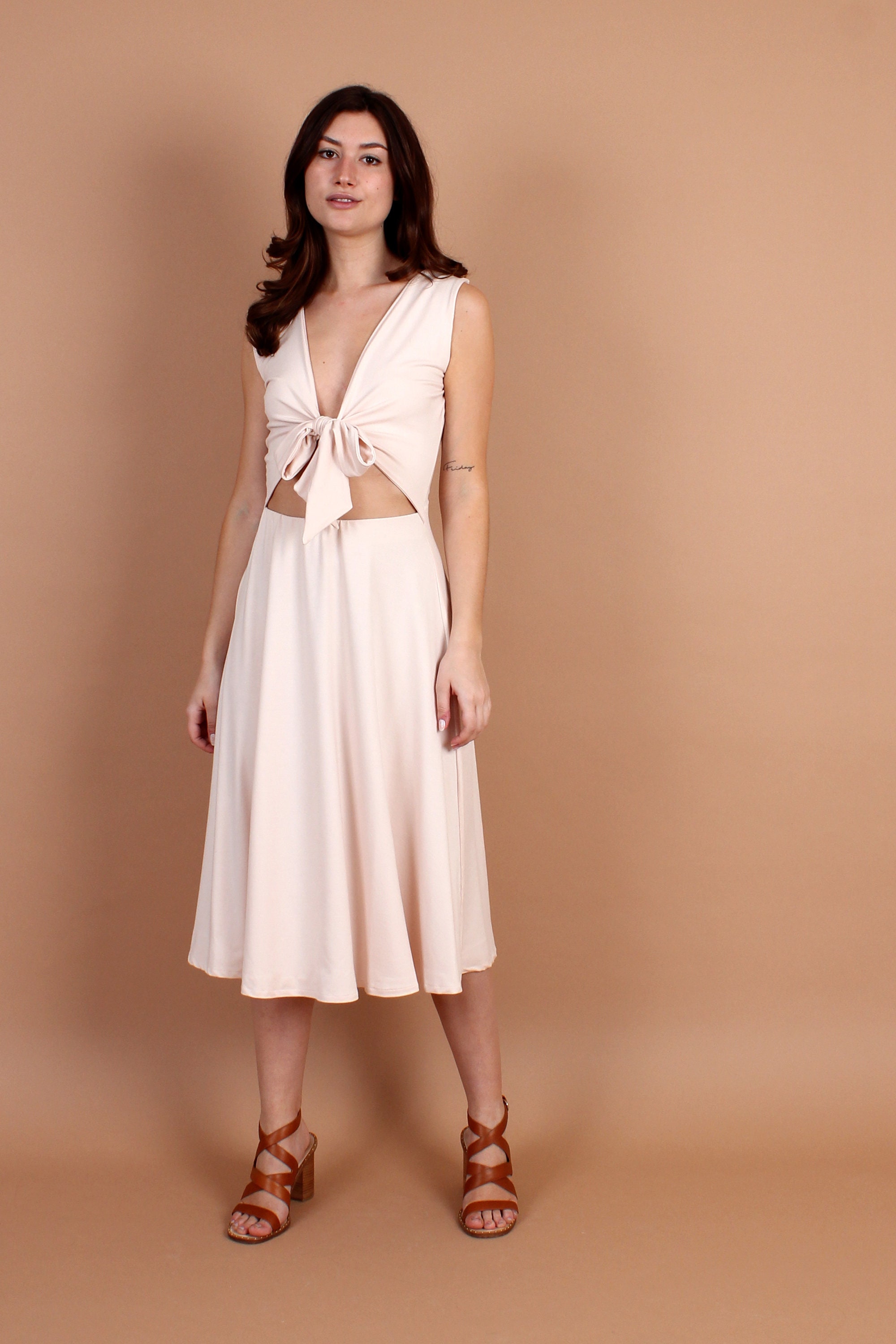 Bamboo Tie Front Dress Bamboo Sleeveless Dress Turquoise Etsy UK