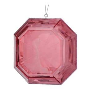 6 Inch, Square Pink Emerald Cut Ornament, Gem Ornament, Jewel Ornament, Wreath Attachment, Christmas Decor, Tree Ornament