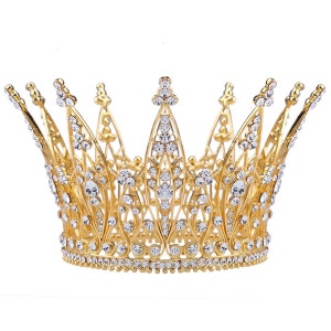 Gold , Silver or Rose Gold Crown Cake Topper Birthday Crown Glam Wedding Rhinestone Crystal Tiara Hair Accessory Mis Quince Sweet 16