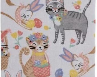 Easter Cats Kitchen Towel Decoration Funny Cartoon Cat Decoration 25&quot; Length