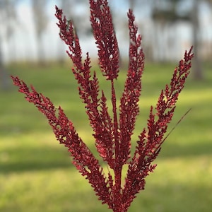Red Glitter Cedar Spray Pick Stem Christmas Wreath Accent Craft Supplies