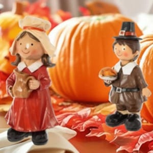 Pilgrim Figurine Thanksgiving Autumn Fall Table Decoration Holiday Decor Gift