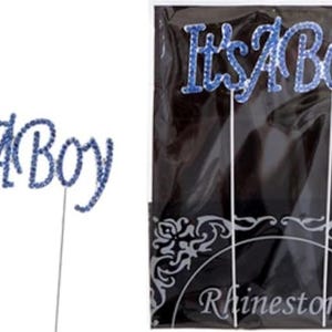 Baby Shower Blue Rhinestone It's A Boy Blue Cake or Cupcake Decoration