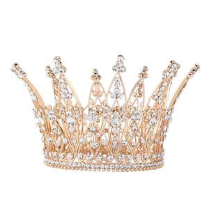 Rose Gold Crown Cake Topper Birthday Crown Glam Wedding Rhinestone Crystal Tiara Hair Accessory Mis Quince Sweet 16