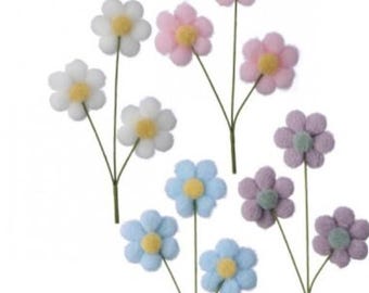 4 pc set 11&quot; Easter Pom Pom Blossom Spray Spring Easter Pick Stems Accents