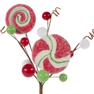 Peppermint Candy and Berry Glitter Picks Wreath Attachments Vase Decorations