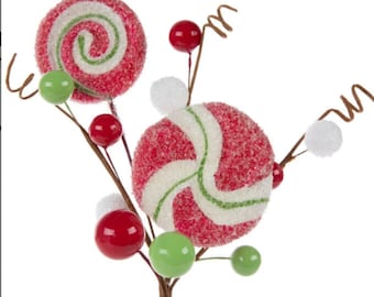 Pfefferminz-Süßigkeiten und Beeren-Glitter-Picks Kranz-Aufsätze Vasendekorationen