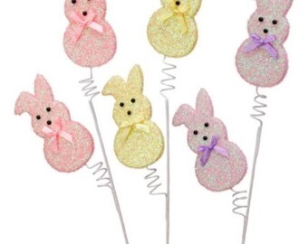 Jumbo Sugared Bunny Peep Spray Picks Easter Spring Accent Decoration 27&quot;
