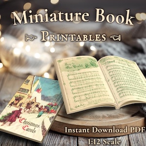 Miniatur Weihnachtslieder Buch Printable. 1:12 Puppenhaus, Tiny Urlaub Musikbuch PDF. 1953 Sammlerstück C01