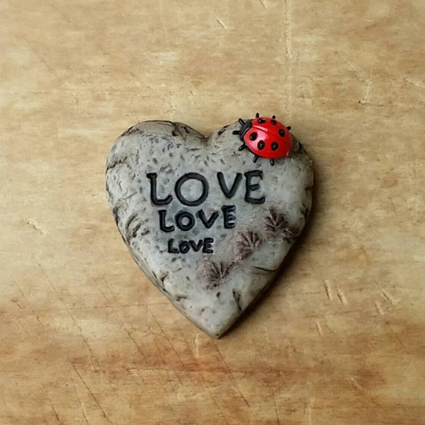 Love Love Love Ladybug Fairy Garden Stepping Stone - Miniature Fairy Garden Pathway Fairy Garden Accessories