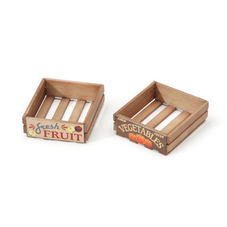 Miniature Dollhouse FAIRY GARDEN Accessories ~ Wood Crate with Vegetables ~ NEW
