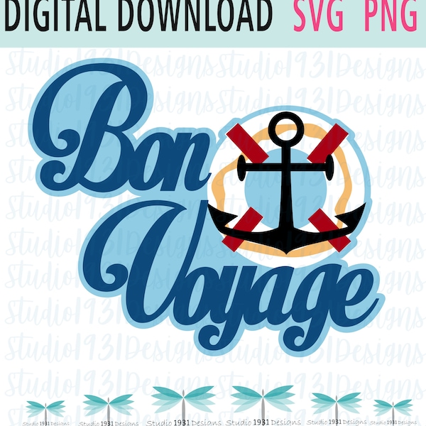 BON VOYAGE Title - SVG/Digital Instant Download Scrapbooking Embellishment Die Cut Paper Piecing Cricut/Silhouette