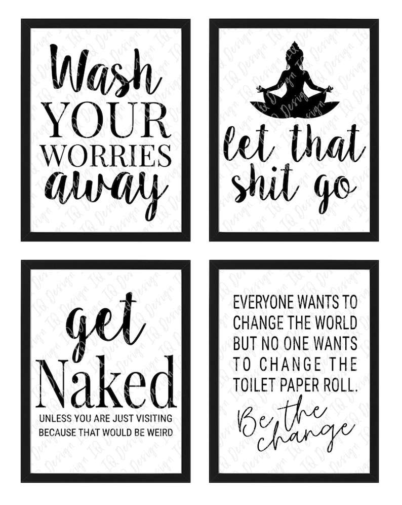 BATHROOM ART Funny Bathroom Printable Wall Art Wall Decor, Set of 4