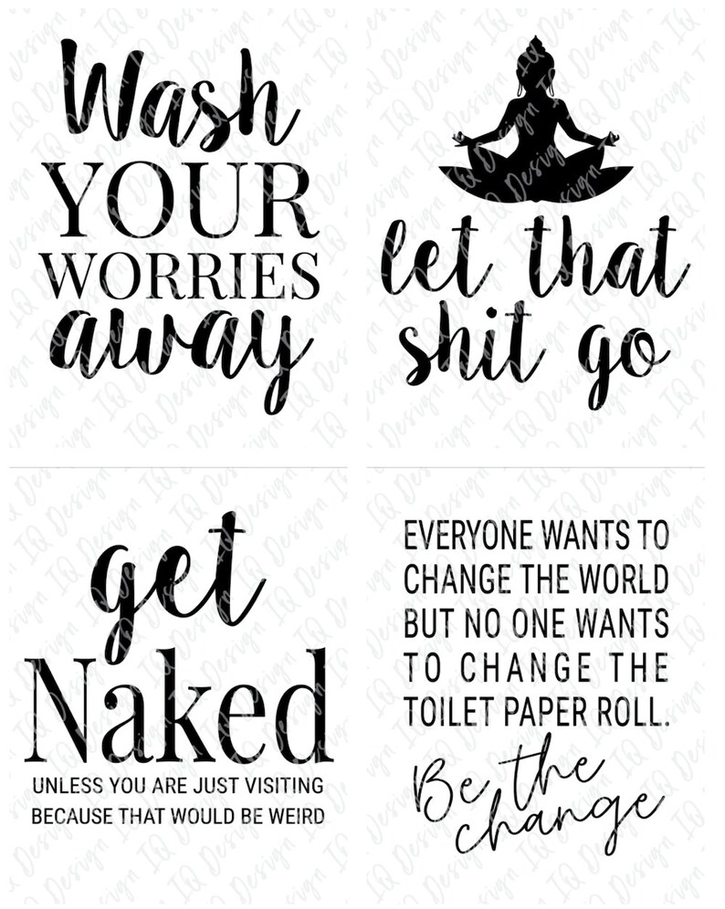 BATHROOM ART Funny Bathroom Printable Wall Art Wall Decor, Set of 4