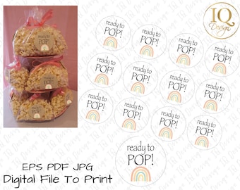 BABY SHOWER Favor • ready to POP Rainbow Design-Digital File eps/ pdf / jpeg/ Files to print and cut out using Scissors or Pinking sheers