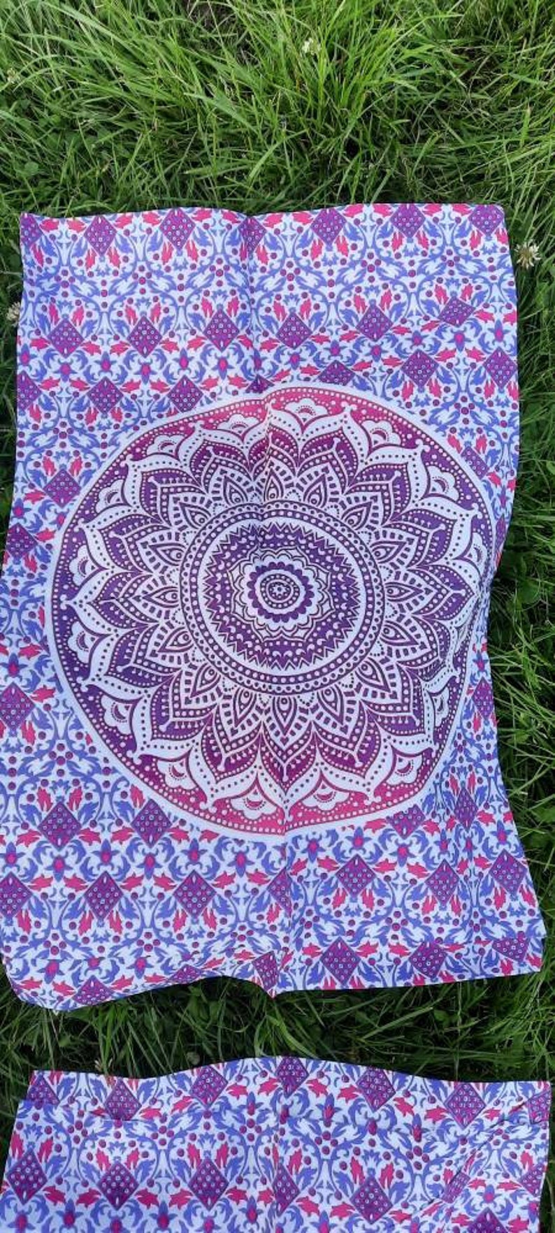 Purple Mandala throw with matching pillowcases Indian Etsy
