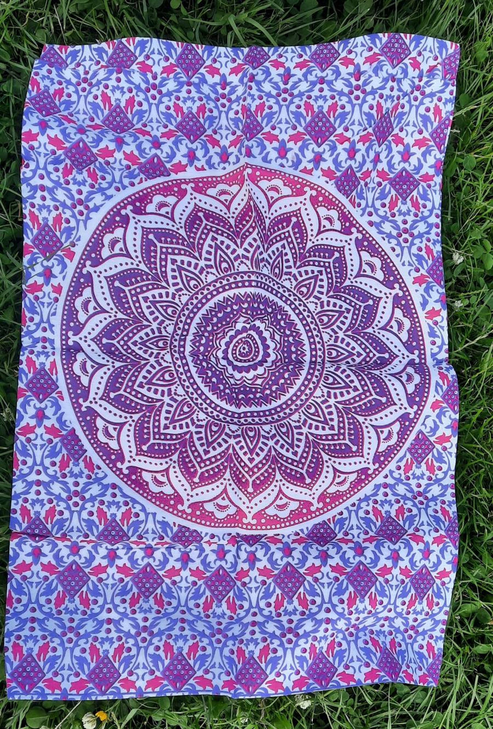 Purple Mandala throw with matching pillowcases Indian Etsy