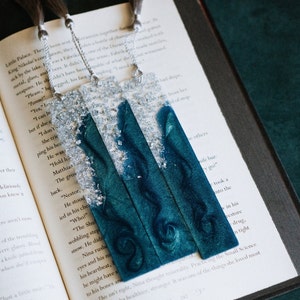 Sea Green & Silver Resin Bookmark