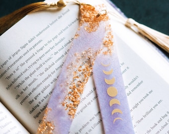 Lavender Moon Phases & Geode Resin Bookmark