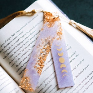 Lavender Moon Phases & Geode Resin Bookmark