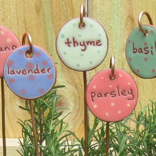 3 Herb Ceramic Herb Markers Herbs Herb Stakes Plant Plant Etsy