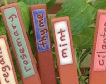 Herb Markers - Any 6 Markers - Handmade - Herbs - Gardener's Gift - Herb Stakes - Plant Markers - Garden Art, Garden Stocking Stuffer
