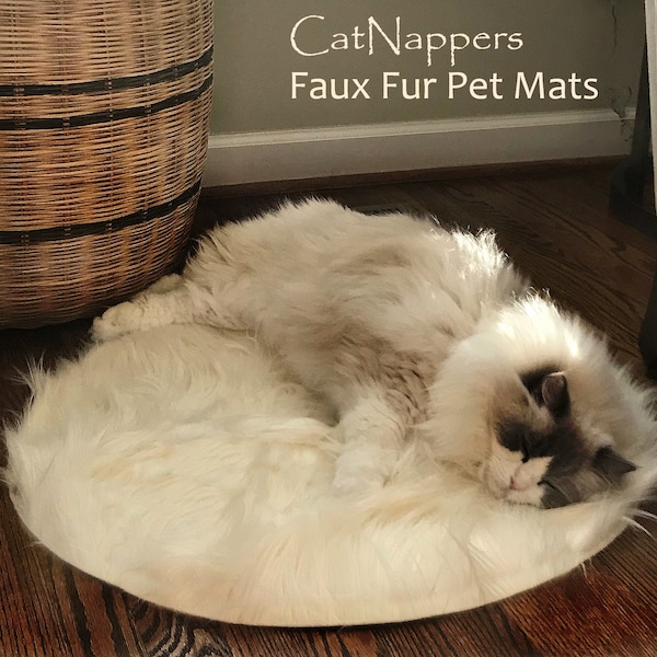 Cat Nappers - Pet Pad - Cat Mat - Dog Bed - Silky Soft Premium Faux Fur - Shaggy Shag - Sheepskin - Mini Rug - Washable - Fur Accents USA