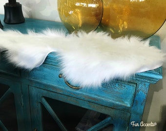 White Fur Doily, Runner,shaggy White Faux-snow Flake Decorations