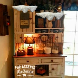 Faux Fur Fireplace Mantle Scarf Shaggy Faux Sheepskin Christmas Decoration White / Off White Snow Drift Swag Garland by Fur Accents - USA