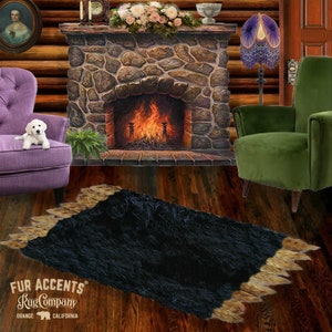 Tappeto in pelle d&#39;orso con code. Realistico. Tappeto in pelliccia sintetica. Lodge Cabin. Tappeto da lancio. Old Fashion. Rustico. Arredamento cottage. Pelo lungo. Regali per lui