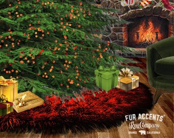 Handmade Faux Fur Christmas Tree Skirt – Shaggy Sheepskin, USA Made