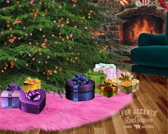 Handmade Faux Fur Christmas Tree Skirt – Shaggy Sheepskin Decor