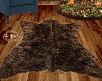 Bear Skin Rug. Realistic. Faux Fur. Area Rug. Lodge Cabin. Throw Rug.  Bear. Rustic. Log Cabin, Lodge, Cottage Décor. Shag.