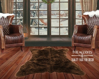 動物に優しいクマの頭のクマ皮ラグ、フェイクファー、全サイズと全色