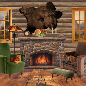 Tappeto in pelle d&#39;orso. Realistico. Pelliccia sintetica. Tappeto da area. Lodge Cabin. Tappeto da lancio. Orso delle Smoky Mountain. Rustico. Log Cabin, Lodge, Cottage Décor. Pelo lungo.