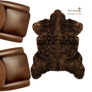 Tappeto in pelle d&#39;orso. Realistico. Pelliccia sintetica. Tappeto da area. Lodge Cabin. Tappeto da lancio. Orso delle Smoky Mountain. Rustico. Log Cabin, Lodge, Cottage Décor. Pelo lungo.